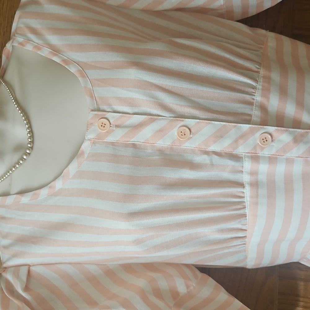 Melissa Lane Vintage Peach and Cream Striped Size 8 Dress